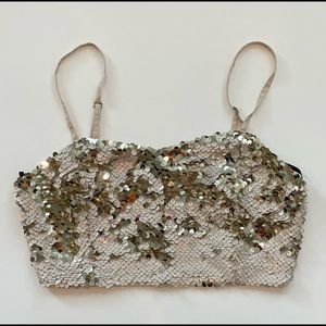 Gold sequin crop top